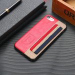 Wholesale iPhone 8 / 7 Striped Hand Strap Grip Holder PU Leather Case (Red)